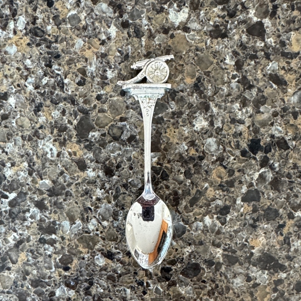 Decorative Small Silver Souvenir Spoon with Cannon Design on top